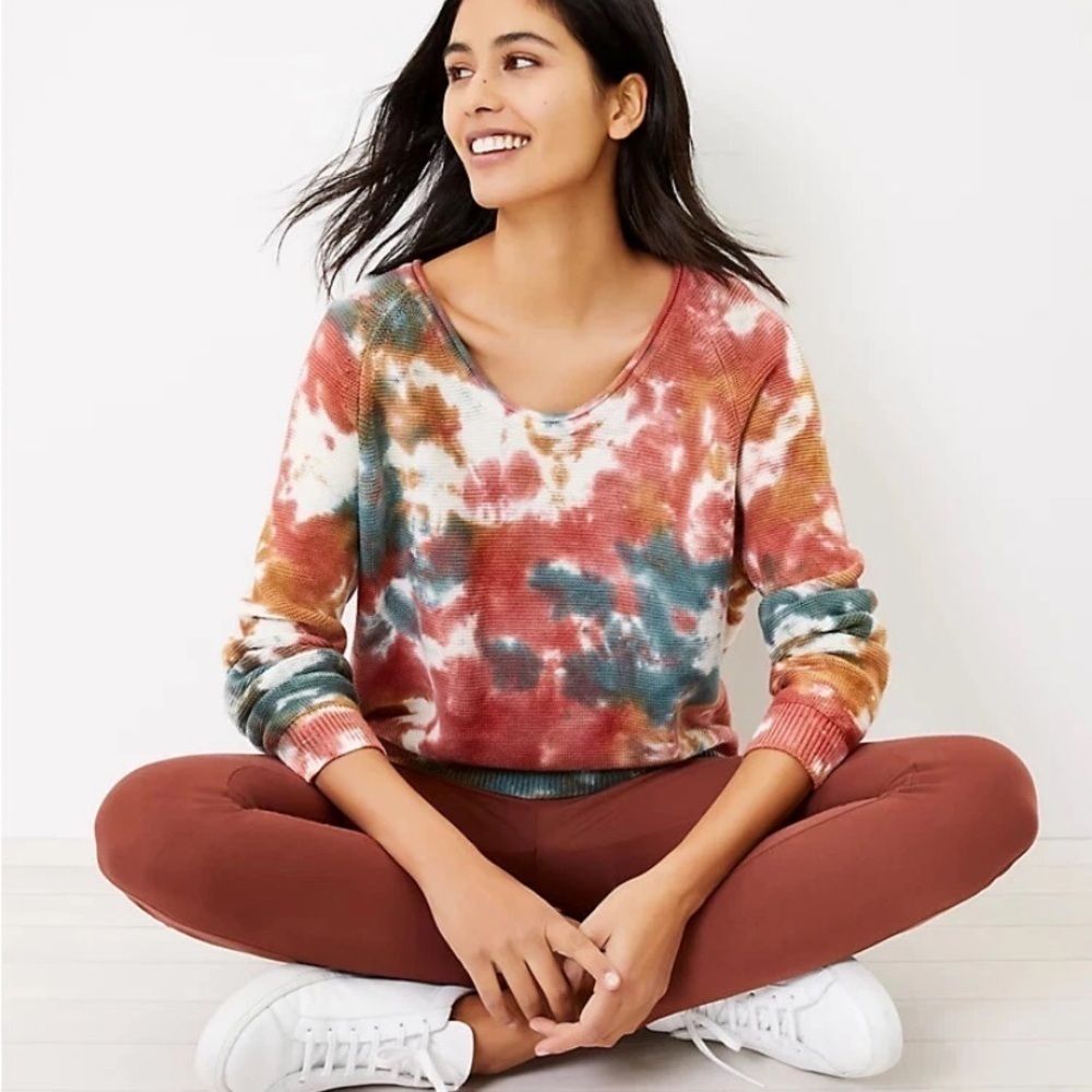 Lou & Grey | Women’s Tie dyed Knit Pullover Knit Sweater 100% Cotton Size Small